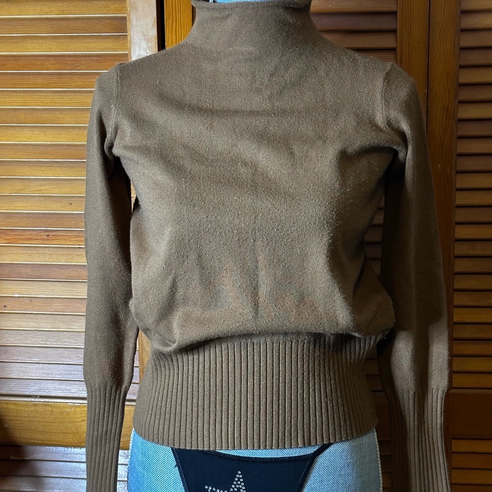 Vintage 90s Light Brown Mock Neck Sweater